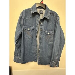 HISEA Men Western Shirt Regular Fit Denim Shirt Long Sleeve Work Shirt Preshrunk